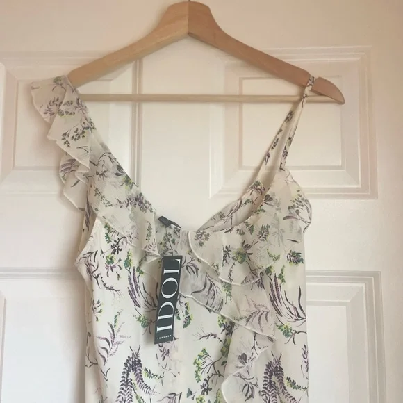 NWT Topshop Women's Dress Idol Midi Ruffle Frill Floral Print Sleeveless Size 8 - Picture 5 of 8